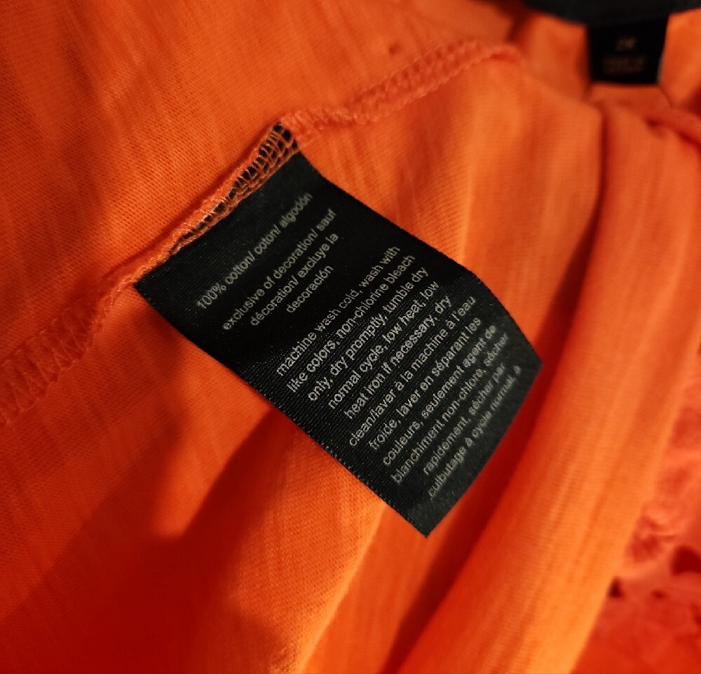 Tommy Hilfiger Women's 2X Crochet Yoke Short Sleeve Top in Coral Orange NWT - Picture 8 of 9